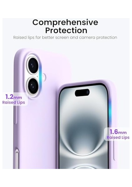 16 Plus Kılıfı 6.1" ile Uyumlu, Ince Sıvı Silikon 3 Katmanlı Tam Kaplamalı Yumuşak Jel Kauçuk Darbeye Dayanıklı Telefon Kılıfı, Çizilmez Mikrofiber Astarlı Koruyucu Kılıf, Lila fiyatları