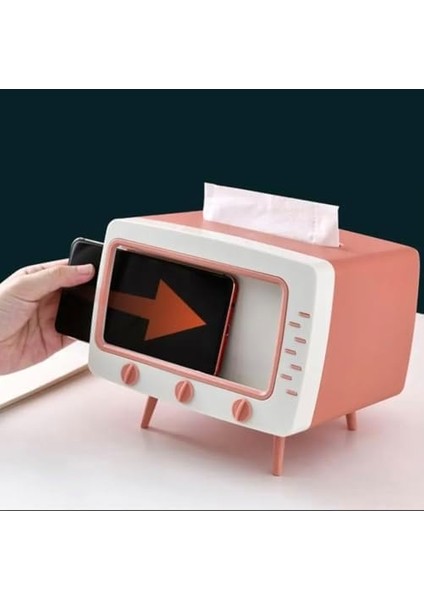 Masaüstü Retro Telefon Tutucu, Masaüstü Peçetelik Cep Telefonu Standı, (Pembe Dekoratif Şık) fiyatları