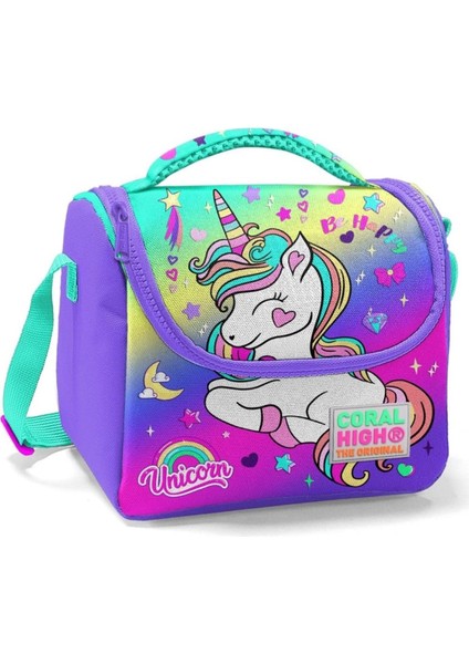 Mor Tekboynuz Kız Çocuk Okul Beslenme Çantası - Termos Özellikli