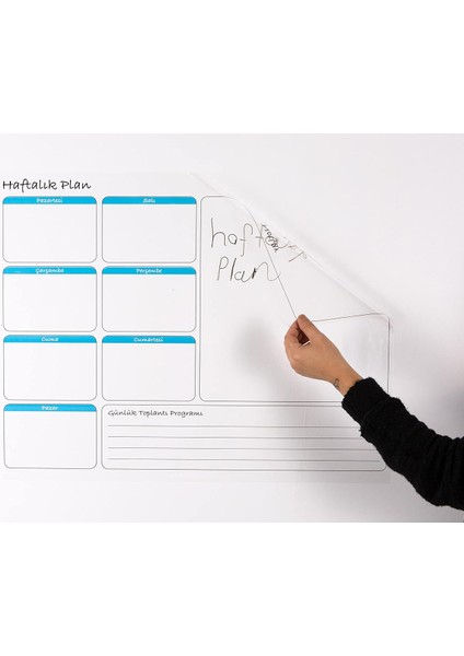 Tanıtım Haftalık Planlayıcı Çizelgesi Elektrostatik Akıllı Kağıt Yazı Tahtası (70 cm x 56 Cm)