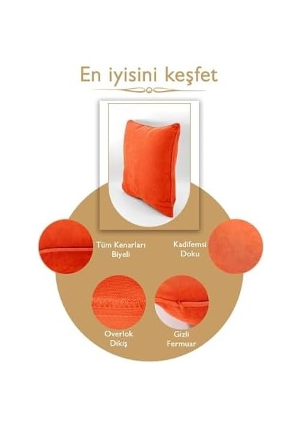 Renk Seçenekli Hardal Biyeli Turuncu Kırlent Kılıfı Dekoratif Düz Sade Panoroma Panbiy Turuncu Hardal 45X45 modelleri