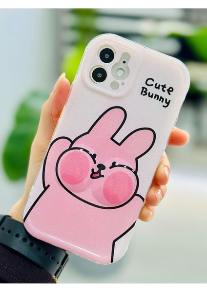 Aksesuar 12 ve 12 Pro ile Uyumlu Yanak Tavşan Tasarım Oyuncaklı Esnek Silikon Kılıf