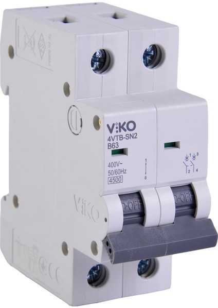 4VTB-2B63 Otomatik Sigorta 4,5ka B Tipi 2 Kutup 63A