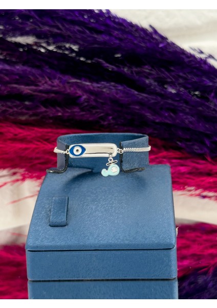 925 Ayar Gümüş Nazar Boncuklu Balina Figürlü Isim Yazılabilir Kız & Erkek Bebek Künye – Kişiye Özel Gümüş Çocuk Bileklik