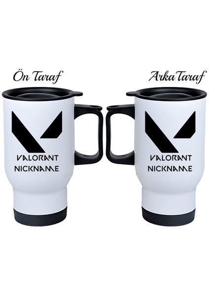 Kişiye Özel Kulplu Çelik Termos Bardak Valorant Temalı