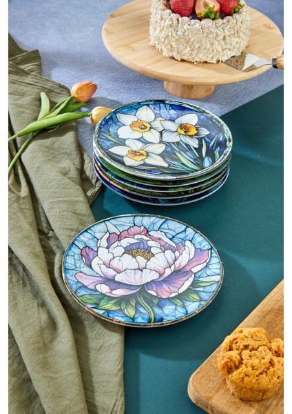 6’lı Çiçek Desenli Pasta Tabağı Seti modelleri