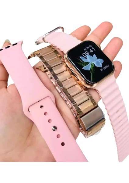 Akıllı Saat 3 Kordonlu ve Aksesuarlı Bayanlar Için Şık Rose Renk - M439K567-R69439 fırsatları