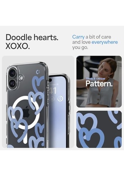 16 ile Uyumlu Ince Magsafe Kılıf Ultra Hybrid Sararma Karşıtı Duraclear Hava Kanalı Teknolojisi Askeri Sınıf Koruma Magfit Hearts Denim Tasarım Kapak - ACS08279 fiyatları