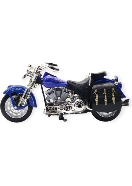 1:12 Ölçekli Model Motosiklet - Classic - HX796 - Mavi (Lisinya)