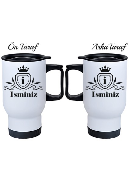 Kişiye Özel Kulplu Çelik Termos Bardak Harf Isim Temalı
