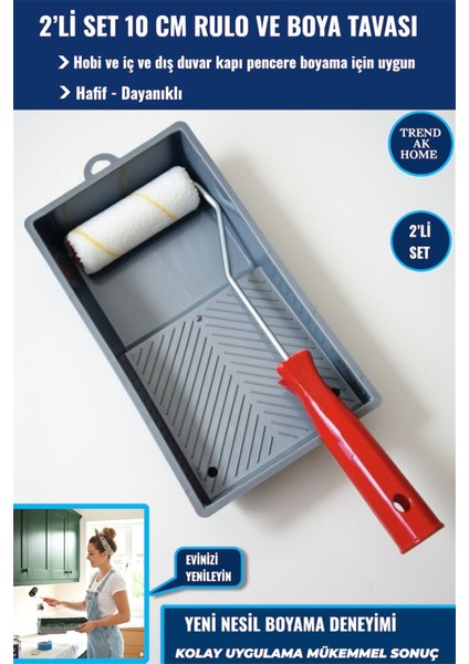 2’li Set 10 cm Rulo ve Boya Tavası