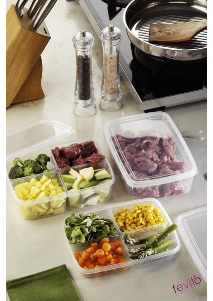 Mikrodalga ve Difrizde Kullanılabilen Saklama Kabı Seti 3&apos;lü Beyaz S-413