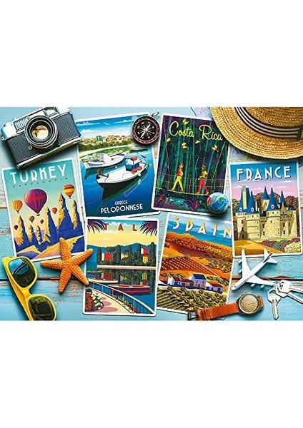 10714 Yapboz 1000 Element Kolaj Seyahat Modern Yaratıcı Türkiye Yunanistan Ispanya Fransa Kosta Rika Yetişkinler ve Çocuklar Için 12+ Tatil Kartpostalları modelleri