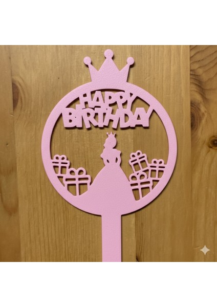 Prenses Temalı Pasta Süsü Pembe