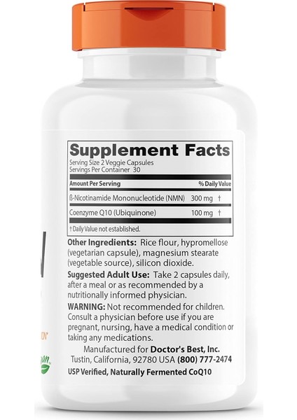 Nmn + Coenzyme COQ10 Ubiquinone Nad+ 150MG 60 Veggie Caps fiyatları