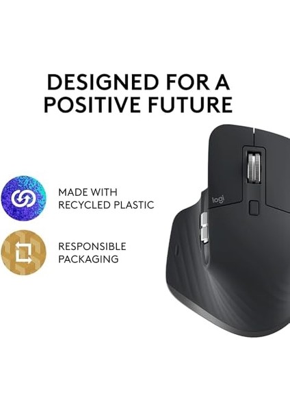 Mx 3s Kablosuz Mouse, 8.000 Dpı, Sessiz, Ergonomik, Ultra Hızlı Kaydırma, Çoklu Cihaz Özelliği,, Logi Bolt USB Alıcı, Siyah modelleri