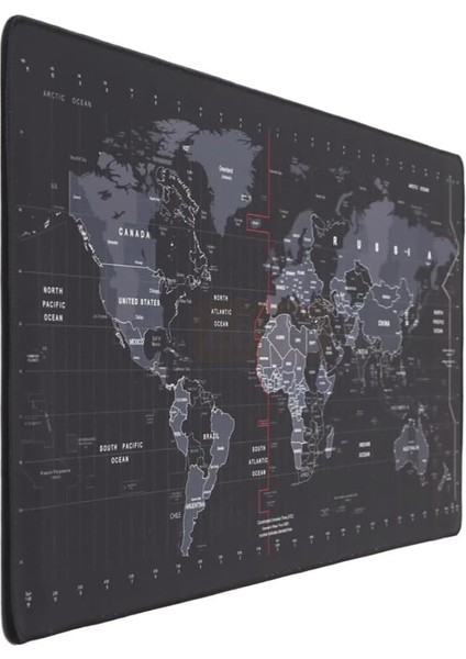 Dünya Haritası Ekstra Büyük Genişletilmiş Kaymaz Kauçuk Oyun Mouse Pad & Klavye Masa Mat Bilgisayar Aptop Için (900 mm x 400 mm x 2 Mm) L ZMP253 Siyah (Dünya Haritası, 90 x 40 Cm)
