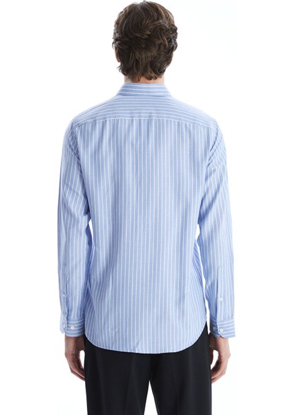 Yeni Sezon Slim Fit Uzun Kollu Çizgili Oxford Erkek Gömlek fırsatları