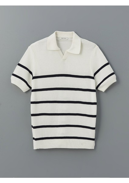 Yeni Sezon Polo Yaka Kısa Kollu Çizgili Erkek Triko Kazak indirimleri