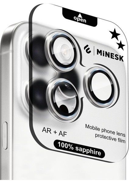 16 Pro / 16 Pro Max ile Uyumlu Orijinal Safir Cam (%99.9 Saflıkta Gerçek Safir) Cihazın Kendi Lensleri ile Aynı Materyal Lens Kamera Camı (Gümüş)