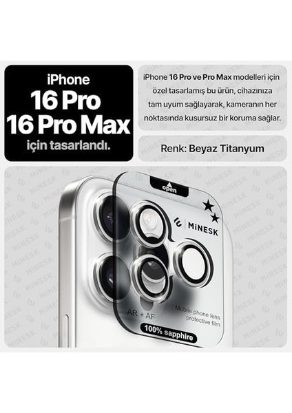 16 Pro / 16 Pro Max ile Uyumlu Orijinal Safir Cam (%99.9 Saflıkta Gerçek Safir) Cihazın Kendi Lensleri ile Aynı Materyal Lens Kamera Camı (Gümüş) fiyatları