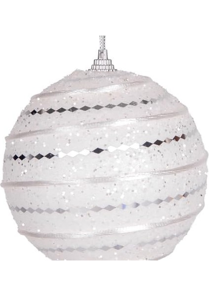 Yılbaşı Topu Gümüş Desenli 2&apos;li Paket Beyaz 9 Cm. fiyatları