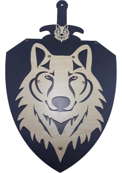 Kurt Başlı Kılıc Kalkan Seti, Ahşap Oyuncak ETİCSET030