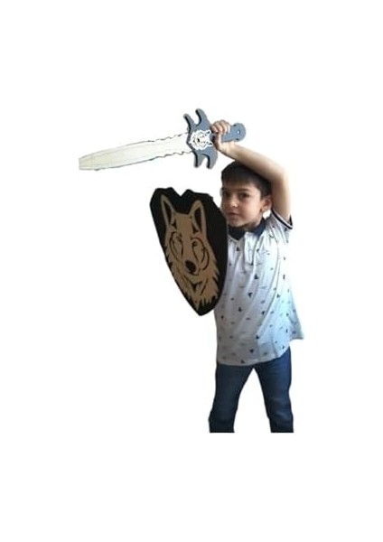 Kurt Başlı Kılıc Kalkan Seti, Ahşap Oyuncak ETİCSET030 modelleri