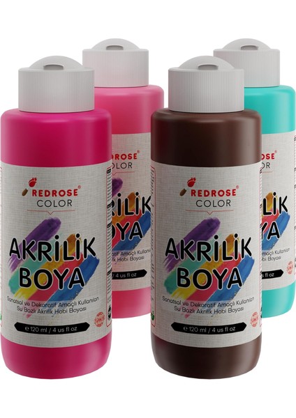 Rose Tamamlayıcı Renkler Akrilik 4&apos;lü Set 4X120 ml