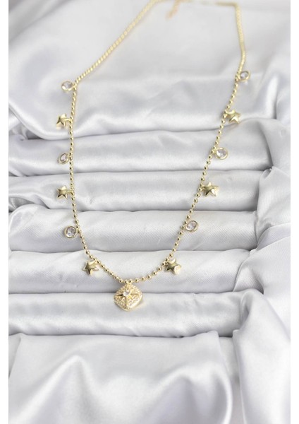 Pirinç Gold Renk Zirkon Taşlı Kutup Yıldızı Model Kadın Kolye - Lisinya fiyatları