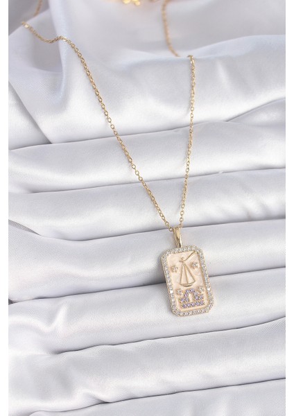 316L Çelik Gold Renk Zincir Terazi Burcu Zirkon Taşlı Kadın Kolye - Lisinya fiyatları