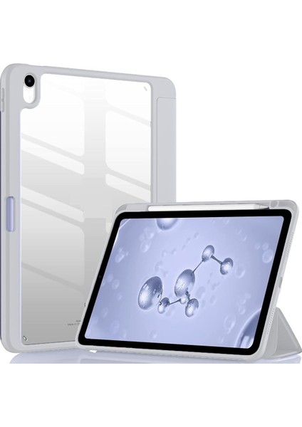 iPad Air 11INÇ M2/m3 2025-2024 ile Uyumlu Kılıf Grafiti Şeffaf Bölmeli Gri