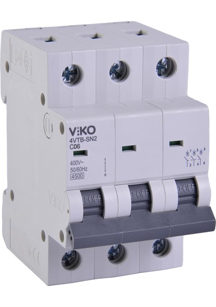 4VTB-3C06 Otomatik Sigorta 4,5ka C Tipi 3 Kutup 06A