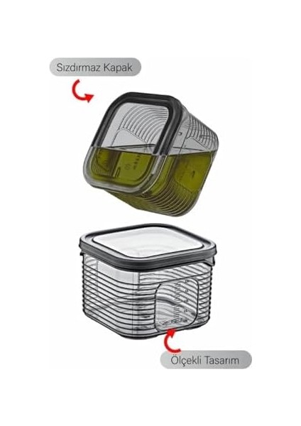 Erzak Saklama Kabı Sızdırmaz Kapak6&apos;lı Set Füme -(Ölçü Kabı Hediyeli) fiyatları