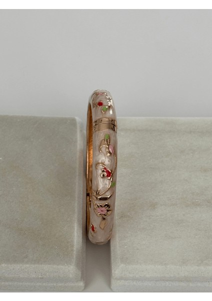 Pembe Yansımalı Sedefli Çok Renkli Çiçekli Mineli Kelepçe fiyatları