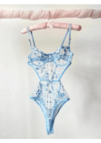 Balenli Kapsız Dantelli Bodysuit