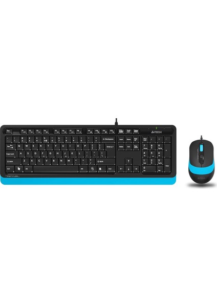 Tech F1010 Q USB Türkçe Fn-Multimedya Klavye+Optik 1600DPI Siyah/mavi Mouse Set