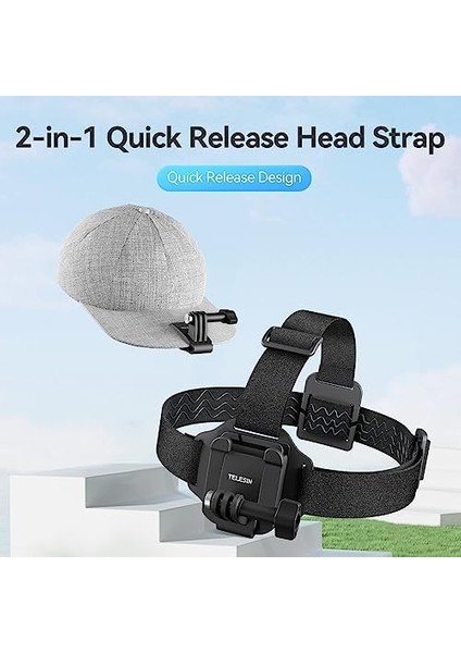 Baş Kayışı Dağı Kapak Klipsli, Hızlı Çıkarma Baş Kemeri Dağı Hero 12/11/10/9/8/7/6/5, Fusion, Max, Djı Osmo ve Çoğu Aksiyon Kamerasıyla Uyumlu modelleri