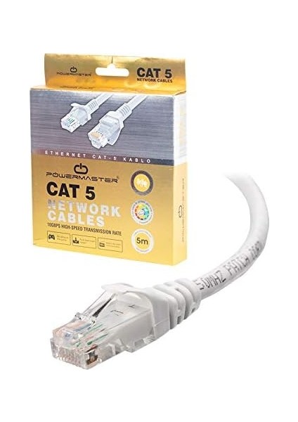 Powermaster 5 Metre Ethernet Kablosu Cat5 Orjinal Başlikli