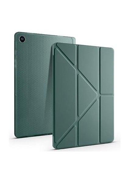 ile Uyumlu Kalem Bölmeli Trifolding Cover Tablet Kılıf Katlanabilir Standlı Otomatik Uyku Modlu Darbe Emici Ince Tasarım (Yeşil, Galaxy Tab A9 Plus X210) modelleri
