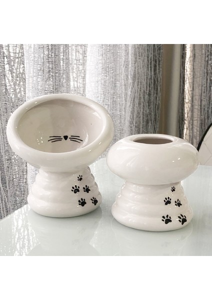 Kedi Mama Ve Su Kabı Seti, Yüksek, Beyaz, Kedi, Özel, Yeni, Beyaz, Pati, Cat,cat Food, White, Water
