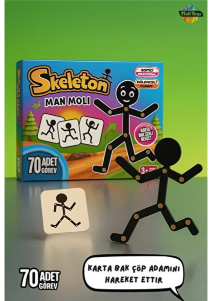 Man Moli Skeleton Çubuk Adam – Esnek Hareketli Figür Oyuncak