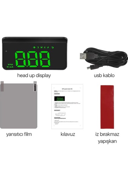 Head Up Display | Gps ve Pusula Özellikli Dijital Hız Göstergesi | Çoklu Alarm Sistemi | Tak & Çalıştır |kolay Bağlantı indirimleri