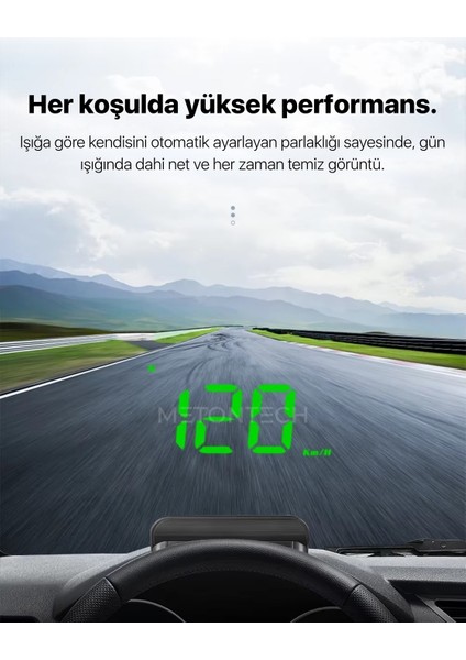 Head Up Display | Gps ve Pusula Özellikli Dijital Hız Göstergesi | Çoklu Alarm Sistemi | Tak & Çalıştır |kolay Bağlantı