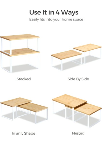 Bambu Çok Amaçlı Modüler Raf – Mutlifonksiyonel Düzenleyici Tezgah Üstü Raf - Baharatlık Organizer Raf fırsatları
