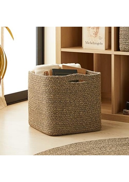 Textile Siyah Kırçıllı Jüt Halat Sepet 30 x 30 x 30 cm modelleri