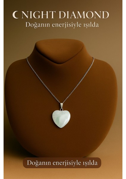 Kadın Kolye Ay Taşı Doğal Taş Zincirli Kolye