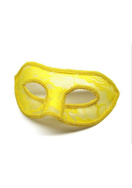 Dantel Tül Malzemeden Imal Sarı Renk Balo Parti Maskesi Venedik modelleri