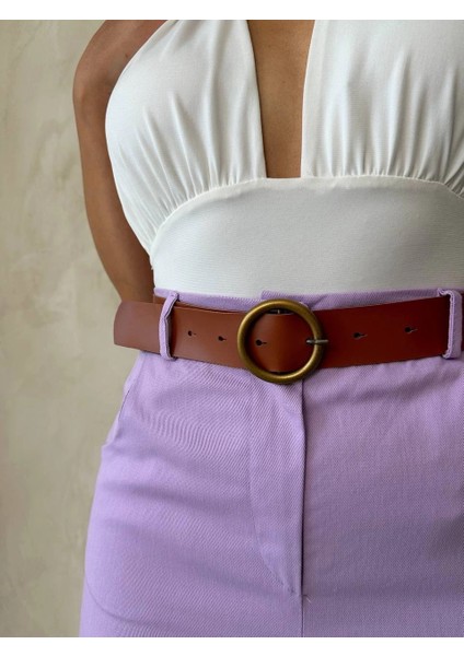 Kemerli Gabardin Şort Lila S25735