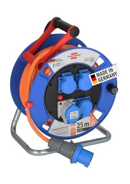 Camping Serisi IP44 Lisanslı Emniyet Şalterli 3 Yıl 25 Metre Uzatmaya Sahip Makaralı Kablo H07RN-F 3g2.5 fiyatları